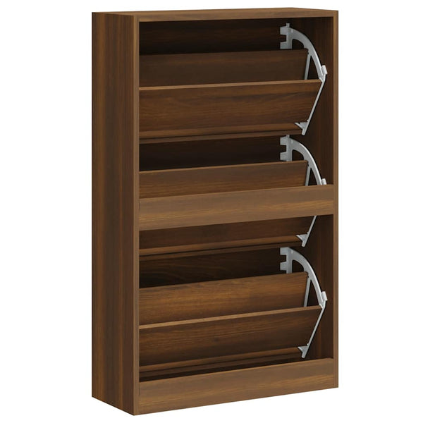 vidaXL Shoe Cabinet Brown Oak-Look 63x24x103 cm Engineered Wood