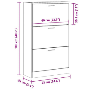 vidaXL Shoe Cabinet Brown Oak-Look 63x24x103 cm Engineered Wood