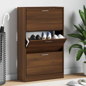 vidaXL Shoe Cabinet Brown Oak-Look 63x24x103 cm Engineered Wood