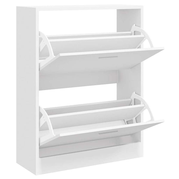 vidaXL Shoe Cabinet High Gloss White 63x24x81 cm Engineered Wood