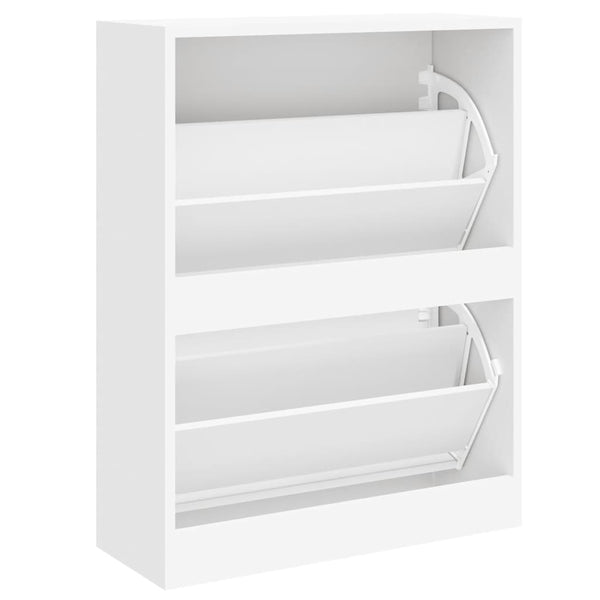 vidaXL Shoe Cabinet High Gloss White 63x24x81 cm Engineered Wood