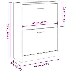 vidaXL Shoe Cabinet Smoked Oak 63x24x81 cm Engineered Wood