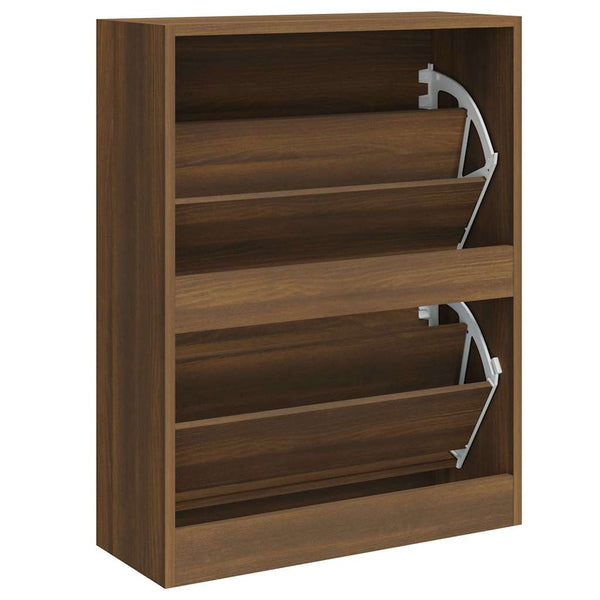 vidaXL Shoe Cabinet Brown Oak Look 63x24x81 cm Engineered Wood