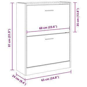 vidaXL Shoe Cabinet Brown Oak Look 63x24x81 cm Engineered Wood