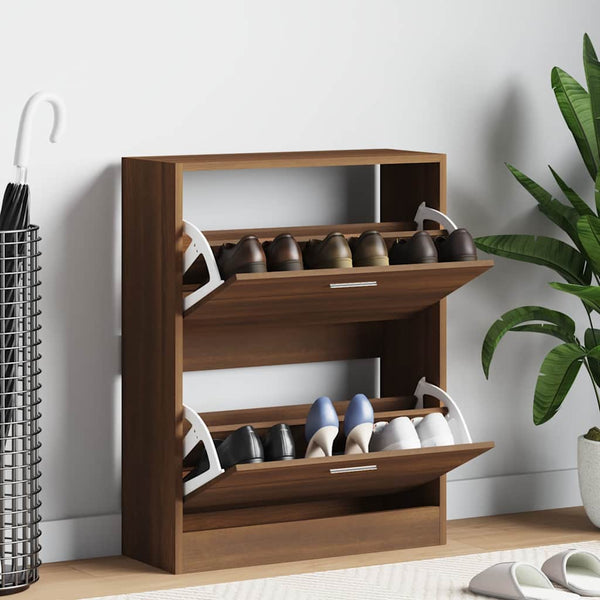 vidaXL Shoe Cabinet Brown Oak Look 63x24x81 cm Engineered Wood
