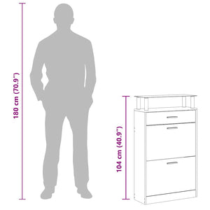 vidaXL Shoe Cabinet Smoked Oak 63x24x104 cm Engineered Wood