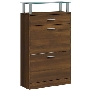 vidaXL Shoe Cabinet Brown Oak Look 63x24x104 cm Engineered Wood