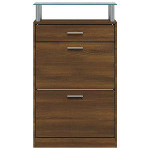vidaXL Shoe Cabinet Brown Oak Look 63x24x104 cm Engineered Wood
