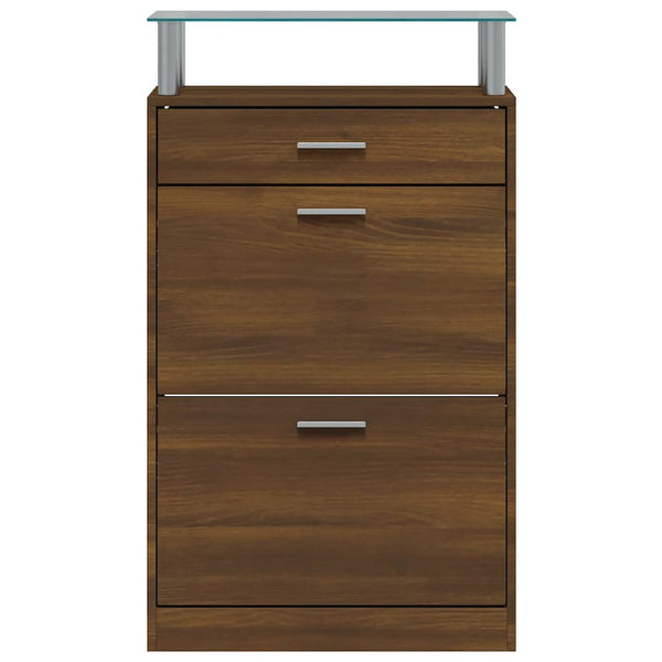 vidaXL Shoe Cabinet Brown Oak Look 63x24x104 cm Engineered Wood