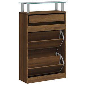 vidaXL Shoe Cabinet Brown Oak Look 63x24x104 cm Engineered Wood