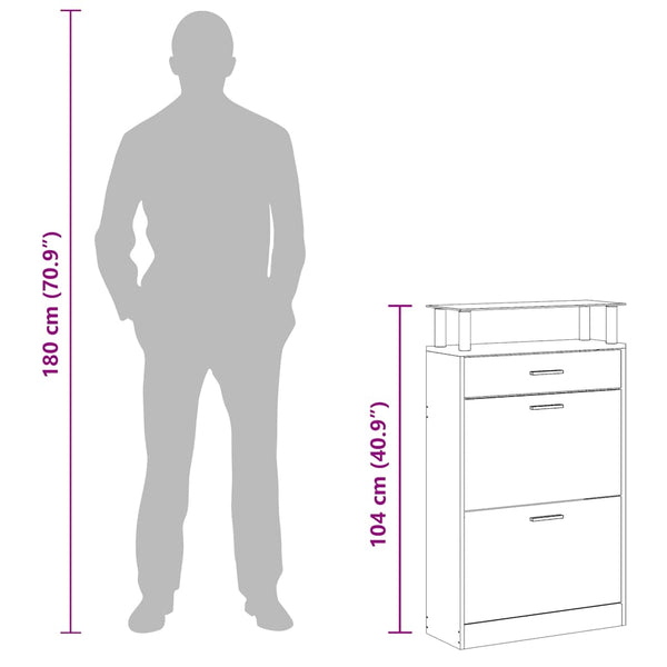 vidaXL Shoe Cabinet Brown Oak Look 63x24x104 cm Engineered Wood