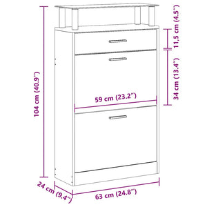 vidaXL Shoe Cabinet Brown Oak Look 63x24x104 cm Engineered Wood