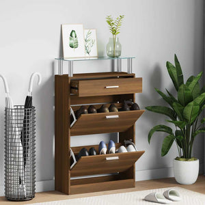 vidaXL Shoe Cabinet Brown Oak Look 63x24x104 cm Engineered Wood