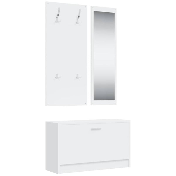 vidaXL 3-Piece Hallway Furniture Set White Engineered Wood