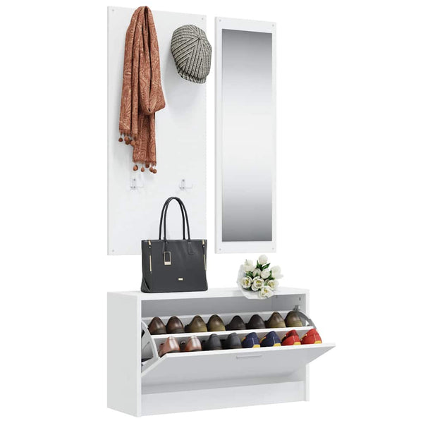 vidaXL 3-Piece Hallway Furniture Set White Engineered Wood