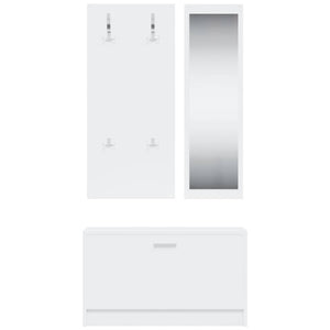 vidaXL 3-Piece Hallway Furniture Set White Engineered Wood