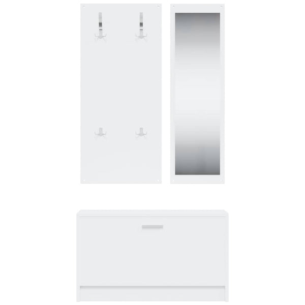 vidaXL 3-Piece Hallway Furniture Set White Engineered Wood