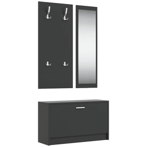vidaXL 3-Piece Hallway Furniture Set Black Engineered Wood