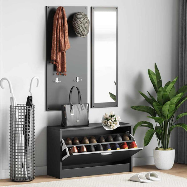 vidaXL 3-Piece Hallway Furniture Set Black Engineered Wood