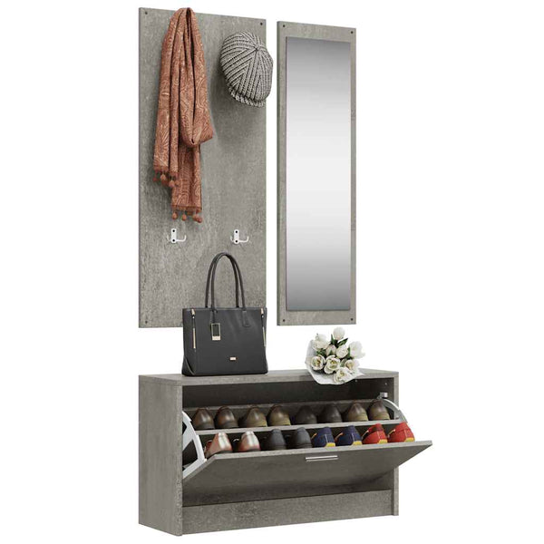vidaXL 3-Piece Hallway Furniture Set Concrete Grey Engineered Wood