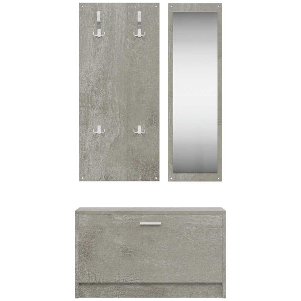 vidaXL 3-Piece Hallway Furniture Set Concrete Grey Engineered Wood