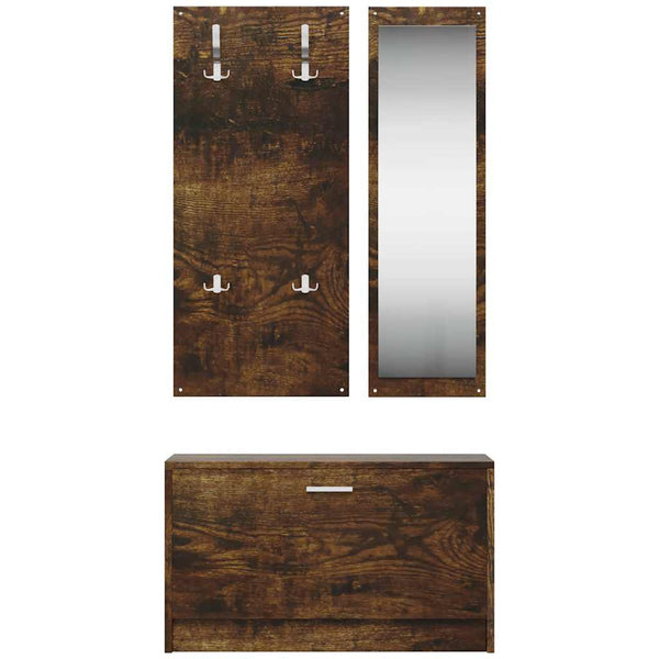 vidaXL 3-Piece Hallway Furniture Set Smoked Oak Engineered Wood