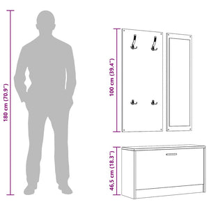 vidaXL 3-Piece Hallway Furniture Set Smoked Oak Engineered Wood