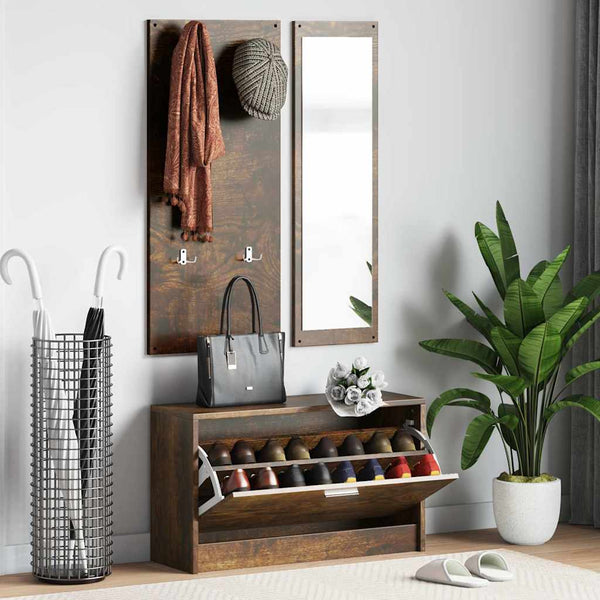 vidaXL 3-Piece Hallway Furniture Set Smoked Oak Engineered Wood