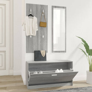 vidaXL 3-Piece Hallway Furniture Set Grey Sonoma Engineered Wood