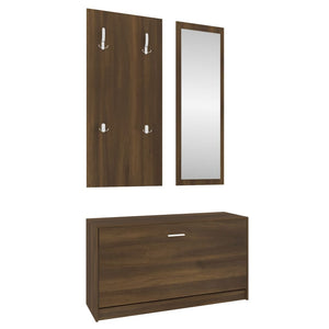 vidaXL 3-Piece Hallway Furniture Set Brown Oak Look Engineered Wood