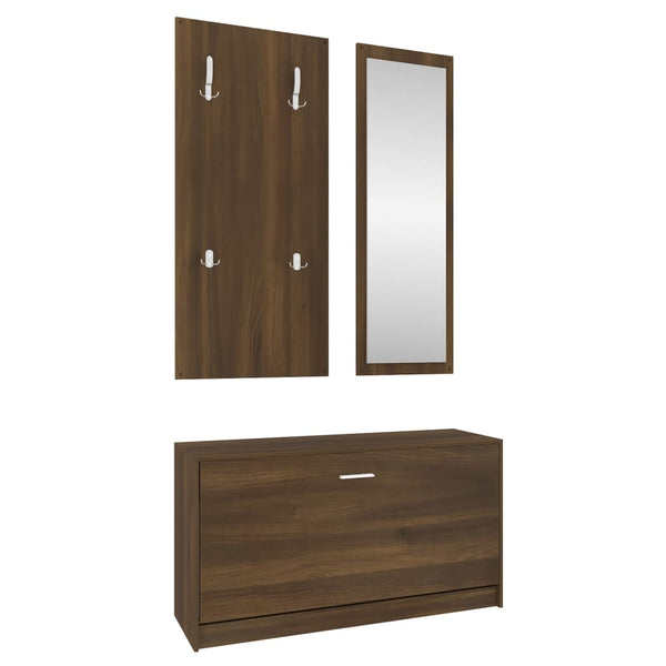 vidaXL 3-Piece Hallway Furniture Set Brown Oak Look Engineered Wood