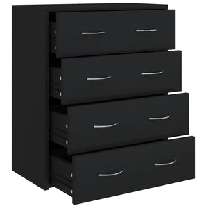 vidaXL Chest of Drawers with 4 Drawers 60x30.5x71 cm Black