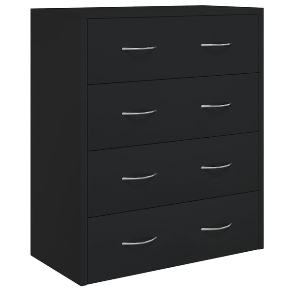 vidaXL Chest of Drawers with 4 Drawers 60x30.5x71 cm Black