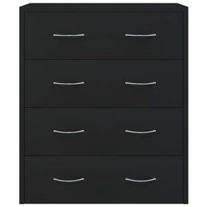 vidaXL Chest of Drawers with 4 Drawers 60x30.5x71 cm Black