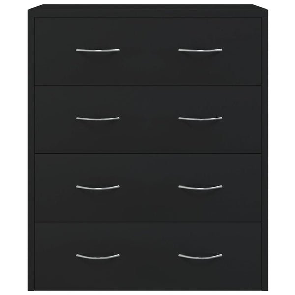 vidaXL Chest of Drawers with 4 Drawers 60x30.5x71 cm Black