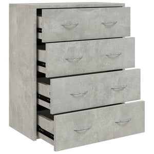 vidaXL Chest of Drawers with 4 Drawers 60x30.5x71 cm Concrete Grey