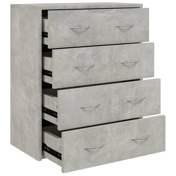 vidaXL Chest of Drawers with 4 Drawers 60x30.5x71 cm Concrete Grey