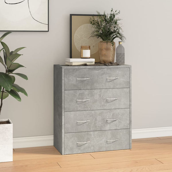 vidaXL Chest of Drawers with 4 Drawers 60x30.5x71 cm Concrete Grey