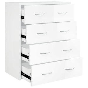 vidaXL Chest of Drawers with 4 Drawers 60x30.5x71 cm High Gloss White