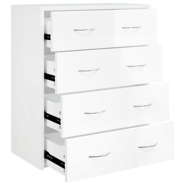 vidaXL Chest of Drawers with 4 Drawers 60x30.5x71 cm High Gloss White