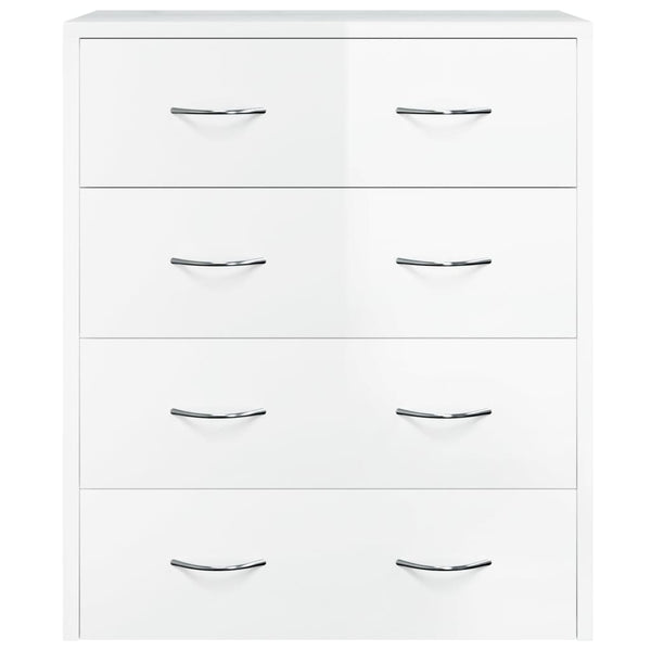vidaXL Chest of Drawers with 4 Drawers 60x30.5x71 cm High Gloss White