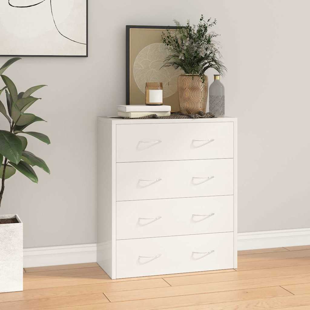vidaXL Chest of Drawers with 4 Drawers 60x30.5x71 cm High Gloss White