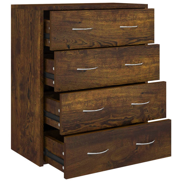 vidaXL Chest of Drawers with 4 Drawers 60x30.5x71 cm Smoked Oak