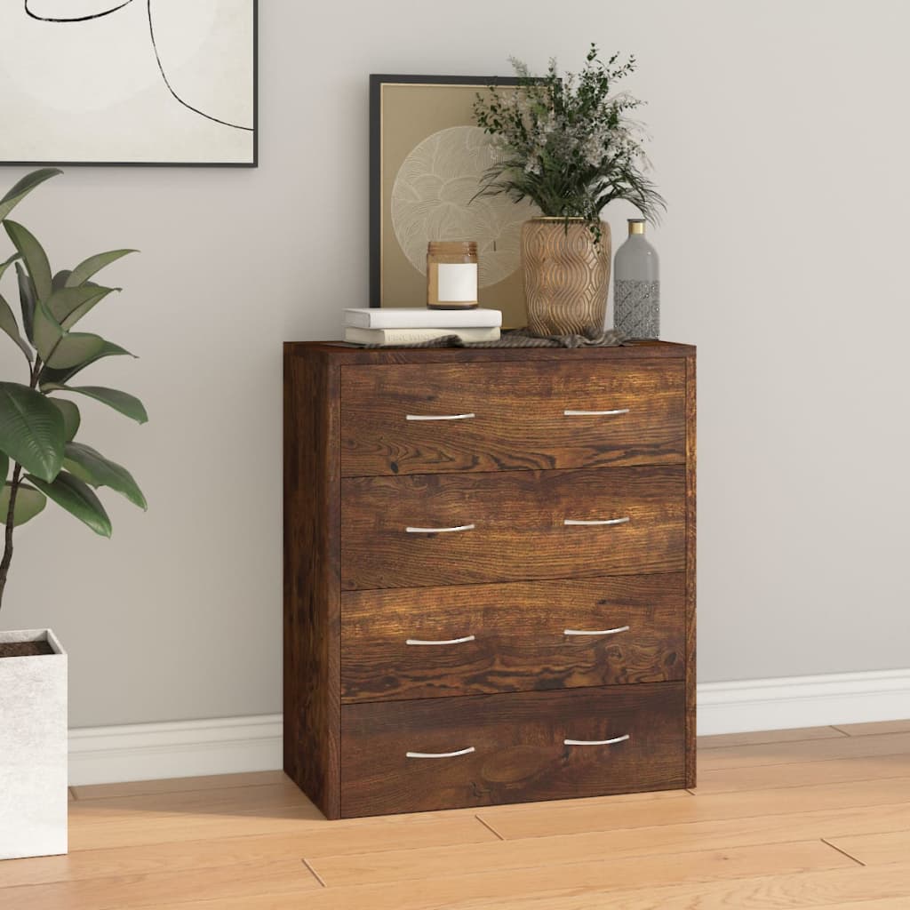 vidaXL Chest of Drawers with 4 Drawers 60x30.5x71 cm Smoked Oak