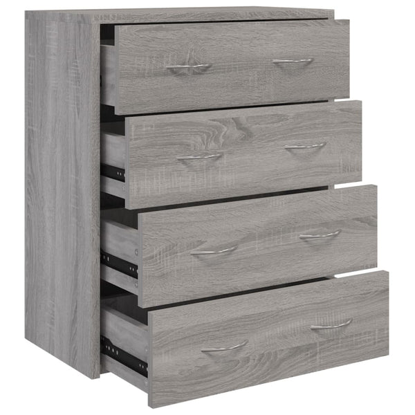 vidaXL Chest of Drawers with 4 Drawers 60x30.5x71 cm Grey Sonoma