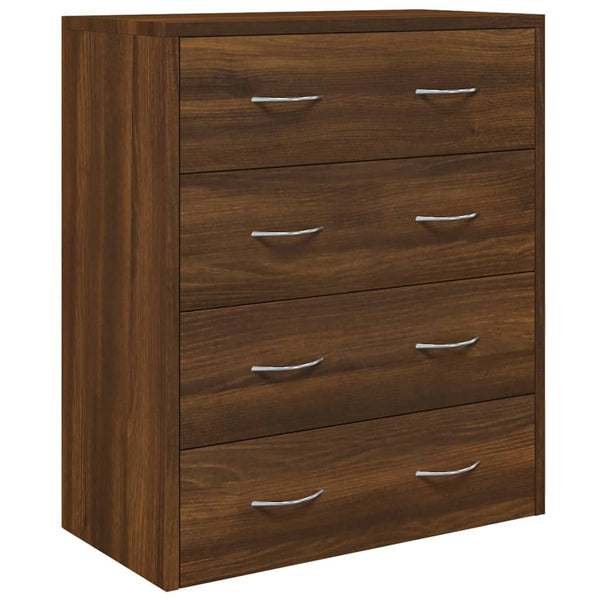 vidaXL Chest of Drawers with 4 Drawers 60x30.5x71 cm Brown Oak Look