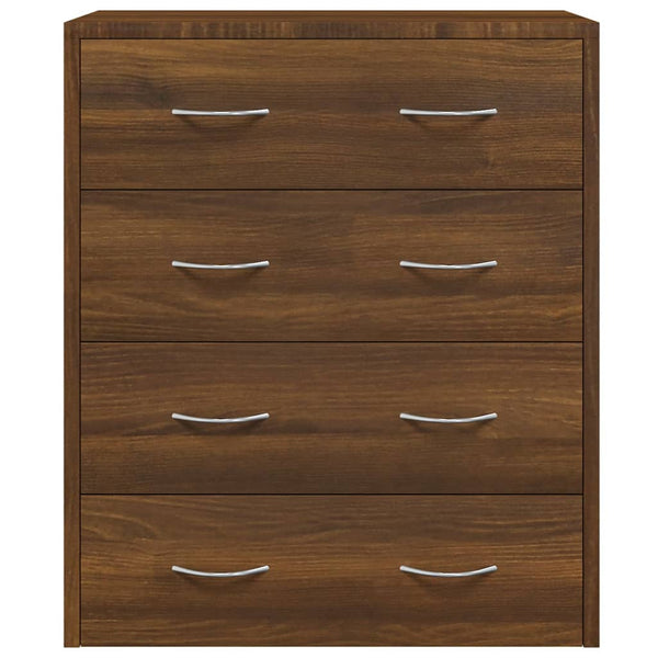 vidaXL Chest of Drawers with 4 Drawers 60x30.5x71 cm Brown Oak Look