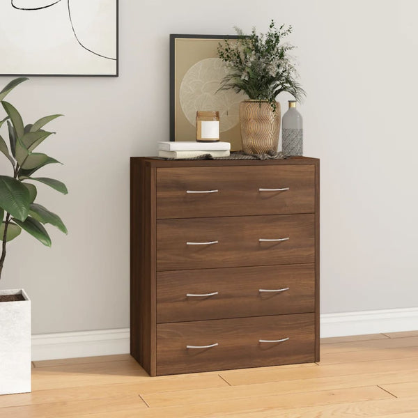 vidaXL Chest of Drawers with 4 Drawers 60x30.5x71 cm Brown Oak Look