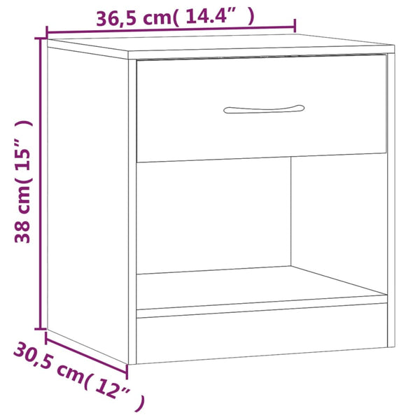 vidaXL Bedside Cabinets 2 pcs with Drawer Black