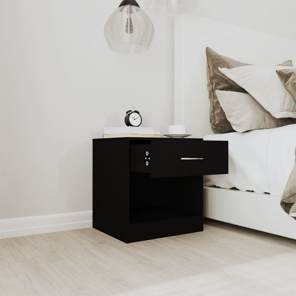 vidaXL Bedside Cabinets 2 pcs with Drawer Black